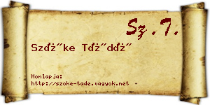 Szőke Tádé névjegykártya